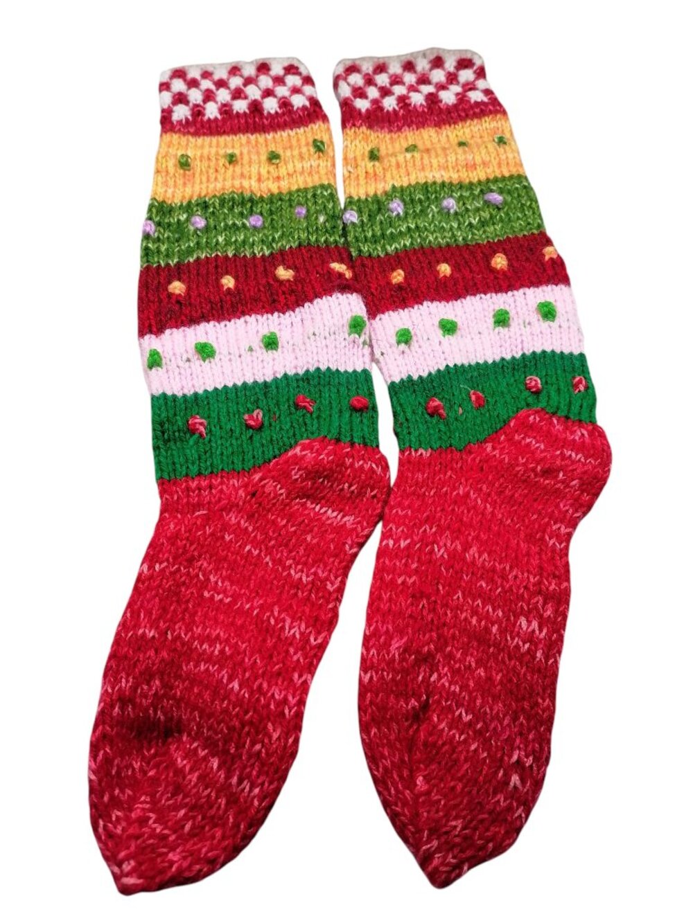 Hand-knitted Andean socks for warm winter in Cusco